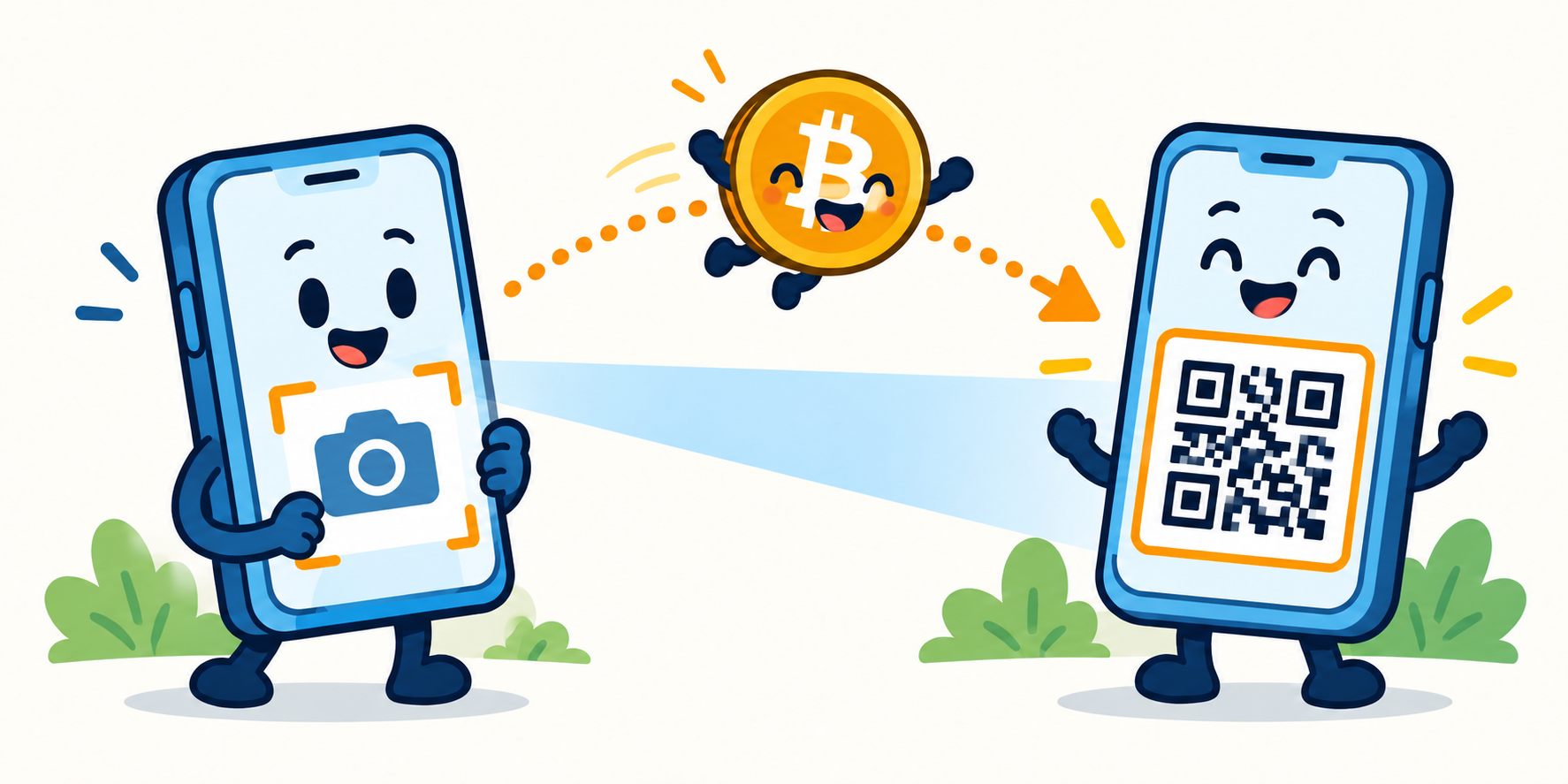 One phone scans another's QR code to send Bitcoin