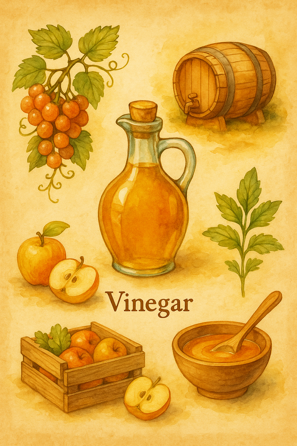 Watercolor painting of vinegar concept